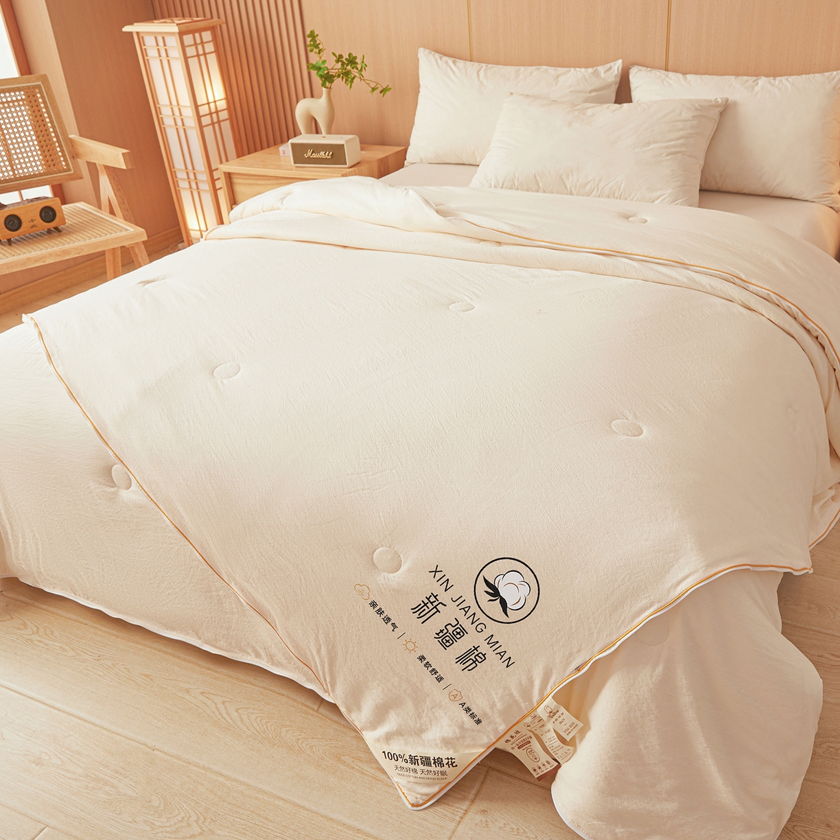 91家纺网 家纺一手货源 找家纺 逸居家纺 2025新款超软木棉100%新疆棉花被被子被芯包质检 白色-100%新疆棉包质检