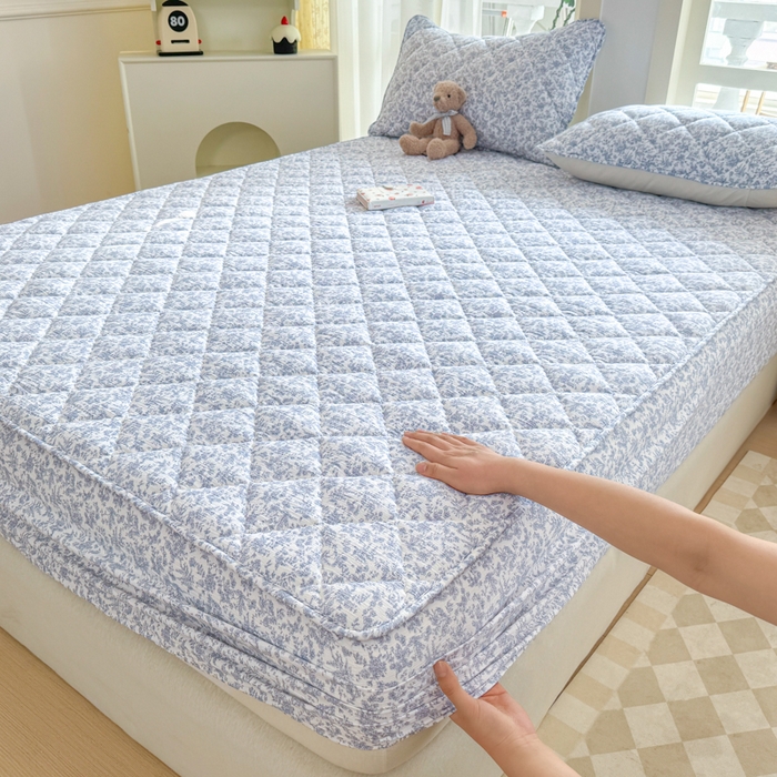 91家纺网 家纺一手货源 找家纺 曼陀罗 2025新款床笠床笠单品床笠单件单床笠 蓝枝语