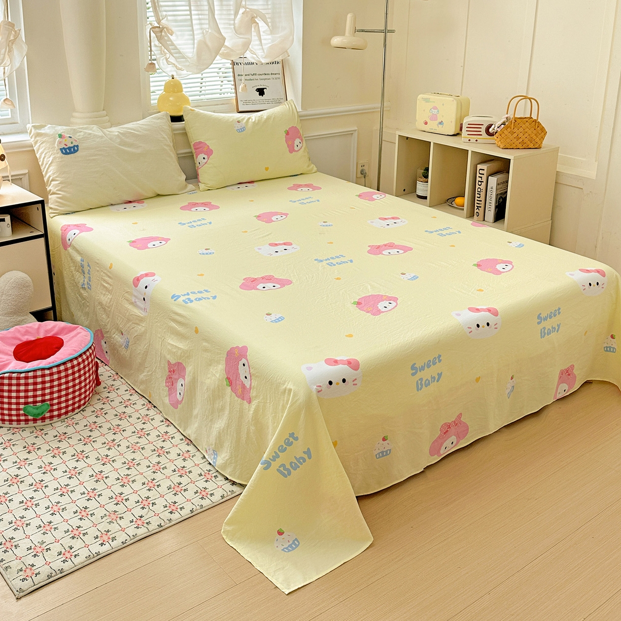 91家纺网 家纺一手货源 找家纺 奈颜 2025新款爆款水洗云朵棉毛巾绣四件套 小美喵喵-奶黄