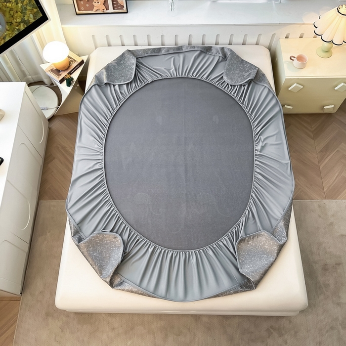 91家纺网 家纺一手货源 找家纺 小叮当家纺仓储工厂店 2025新款凉感三明治冰丝席凉席-芳华系列-床笠款-版本二 芳华床笠-卡通小象（灰）