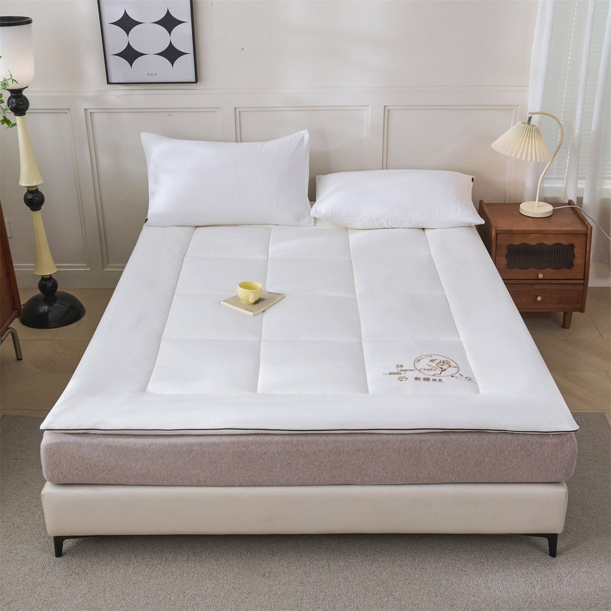 91家纺网 家纺一手货源 找家纺 （总）满圆红家纺 2025新款刺绣款A类51%新疆棉花床褥垫软垫棉絮垫子床褥垫子（提供买家秀）