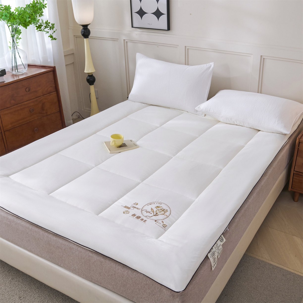 91家纺网 家纺一手货源 找家纺 （总）满圆红家纺 2025新款刺绣款A类51%新疆棉花床褥垫软垫棉絮垫子床褥垫子（提供买家秀）