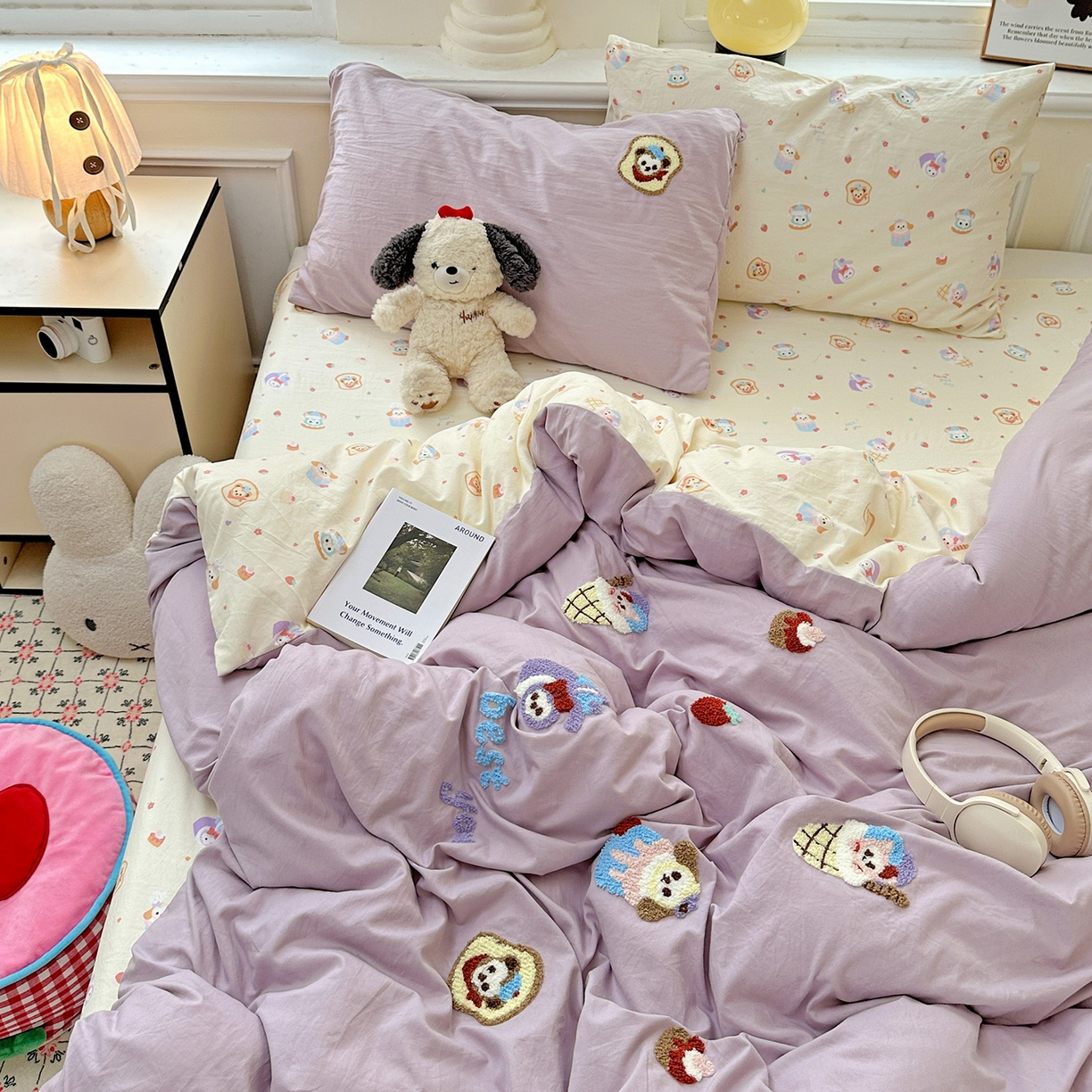 91家纺网 家纺一手货源 找家纺 奈颜 2025新款爆款水洗云朵棉毛巾绣四件套 星黛公主