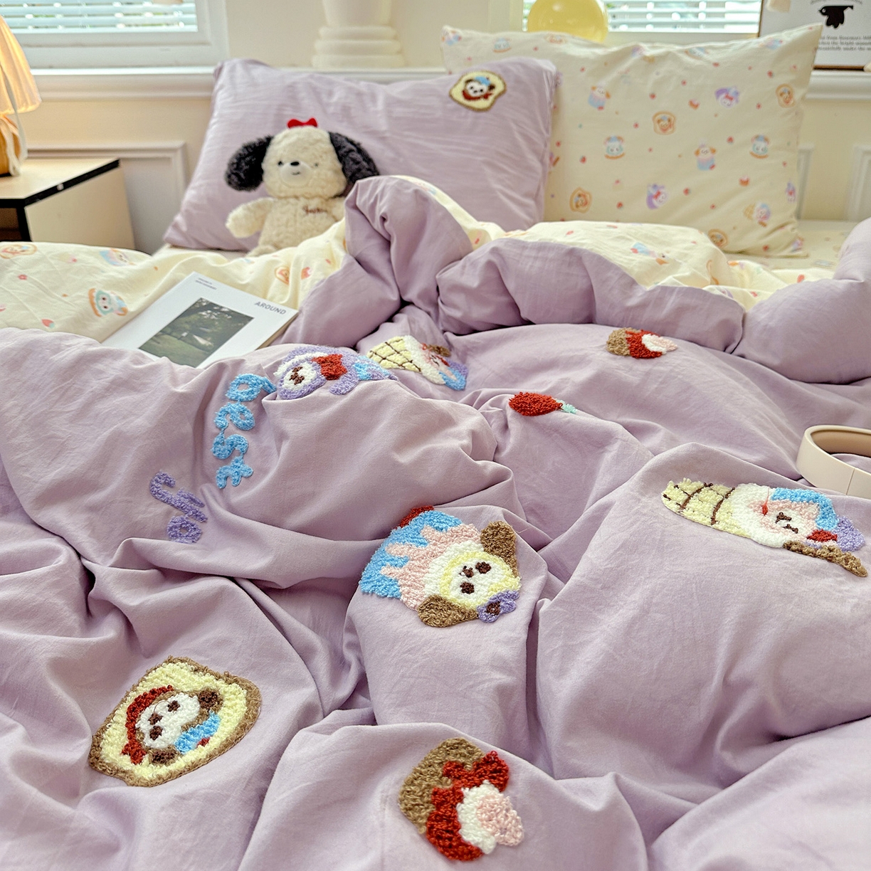 91家纺网 家纺一手货源 找家纺 奈颜 2025新款爆款水洗云朵棉毛巾绣四件套 星黛公主