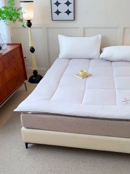 91家纺网 家纺一手货源 找家纺 满圆红家纺 2025新款刺绣款A类51%新疆棉花床褥垫软垫棉絮垫子床褥垫子（提供买家秀） 条纹-浅灰