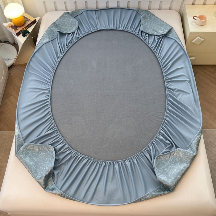 91家纺网 家纺一手货源 找家纺 小叮当家纺仓储工厂店 2025新款凉感三明治冰丝席凉席-芳华系列-床笠款-版本二 芳华床笠-卡通小象（蓝）