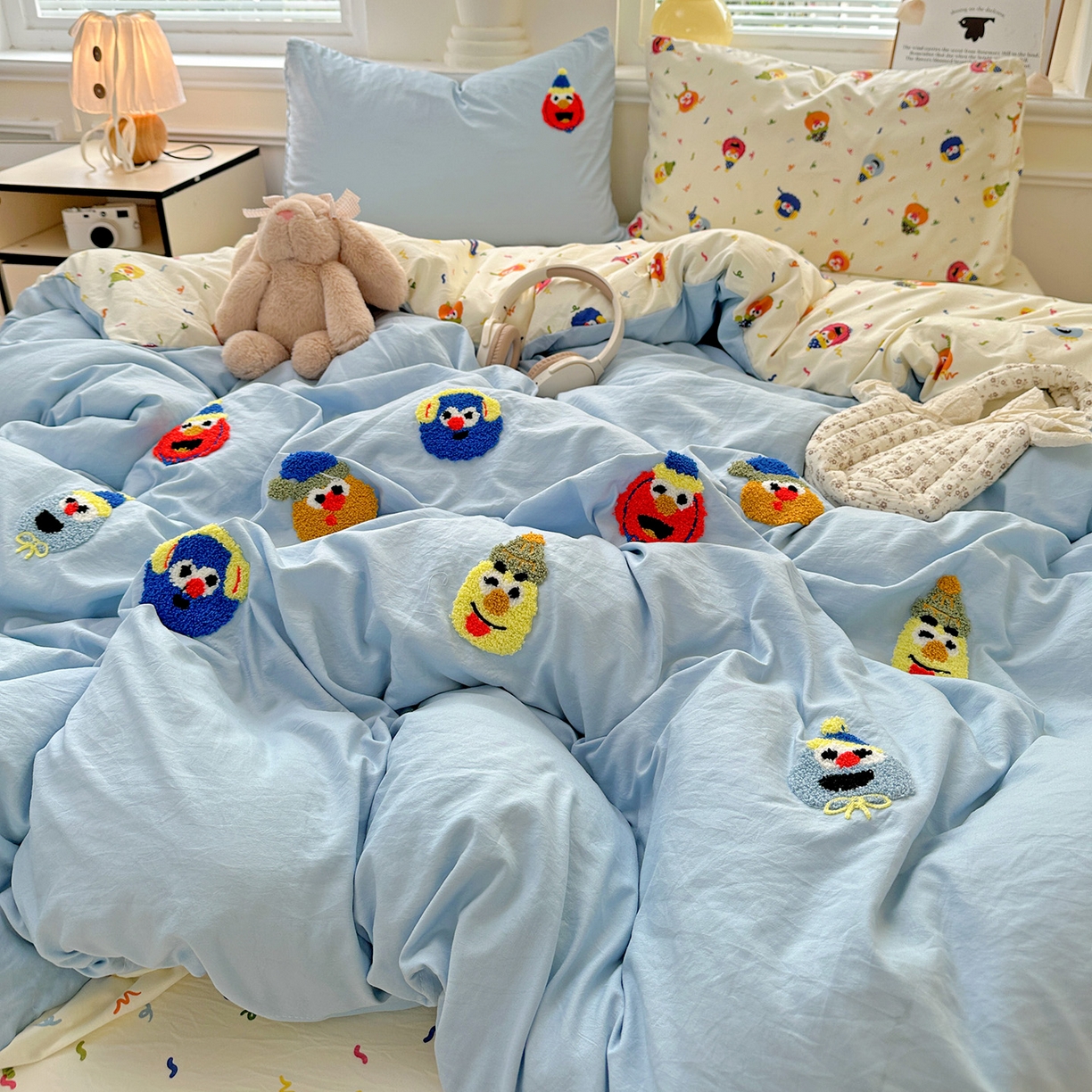 91家纺网 家纺一手货源 找家纺 奈颜 2025新款爆款水洗云朵棉毛巾绣四件套 芝麻派对