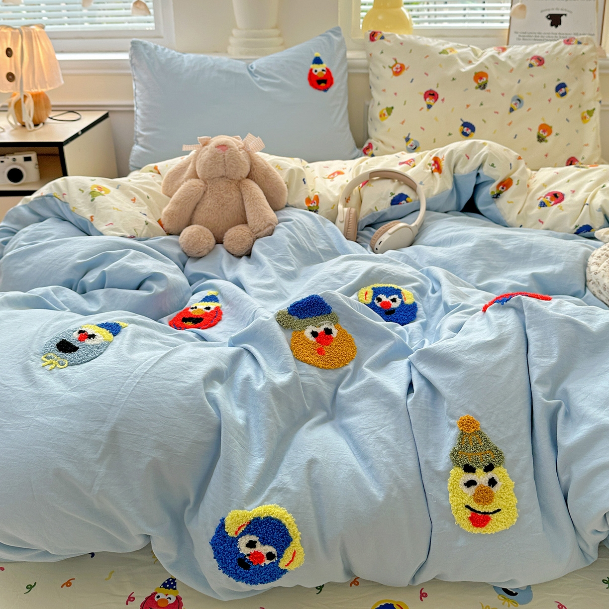 91家纺网 家纺一手货源 找家纺 奈颜 2025新款爆款水洗云朵棉毛巾绣四件套 芝麻派对