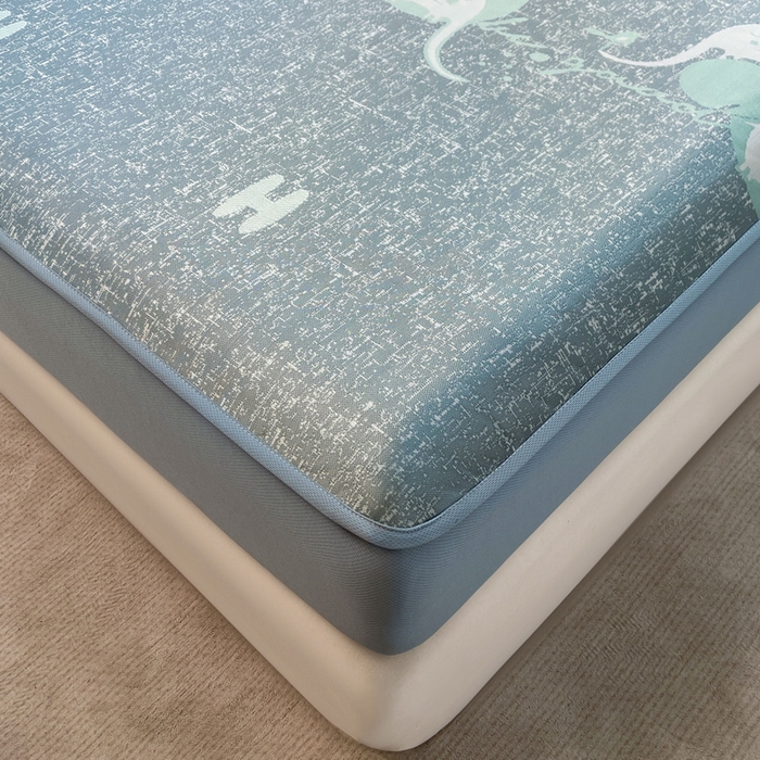 91家纺网 家纺一手货源 找家纺 小叮当家纺仓储工厂店 2025新款凉感三明治冰丝席凉席-芳华系列-床笠款-版本二 芳华床笠-卡通小象（蓝）