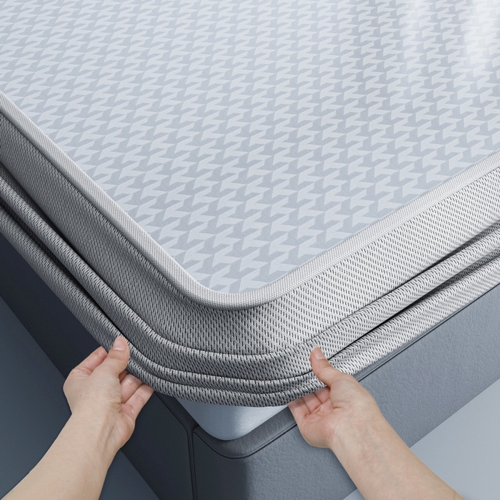 91家纺网 家纺一手货源 找家纺 小叮当家纺仓储工厂店 2025新款凉感三明治冰丝席凉席-芳华系列-床笠款-版本二 芳华床笠-千鸟格