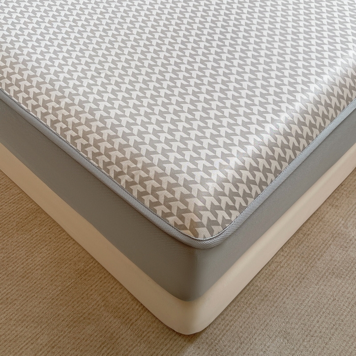 91家纺网 家纺一手货源 找家纺 小叮当家纺仓储工厂店 2025新款凉感三明治冰丝席凉席-芳华系列-床笠款-版本二 芳华床笠-千鸟格