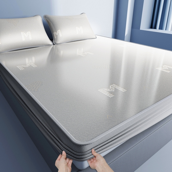 91家纺网 家纺一手货源 找家纺 小叮当家纺仓储工厂店 2025新款凉感三明治冰丝席凉席-芳华系列-床笠款-版本二 芳华床笠-字母B