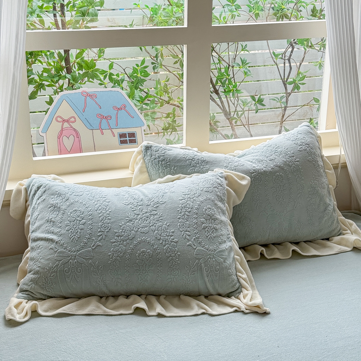 91家纺网 家纺一手货源 找家纺 KA家纺 2025新款冬雕花牛奶绒床裙款四件套-织梦系列 织梦蓝