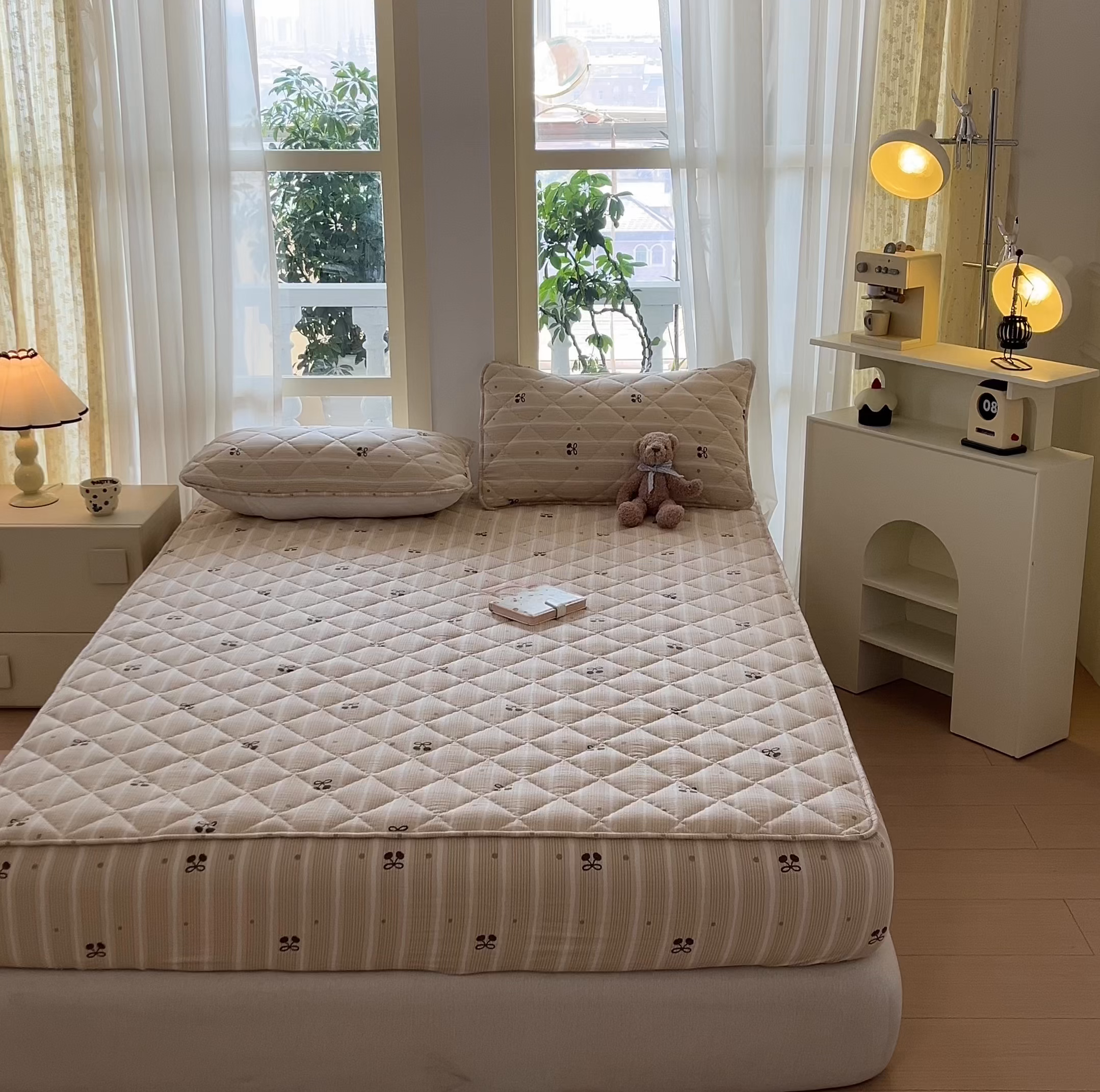 91家纺网 家纺一手货源 找家纺 曼陀罗 2025新款床笠床笠单品床笠单件单床笠 樱桃点点