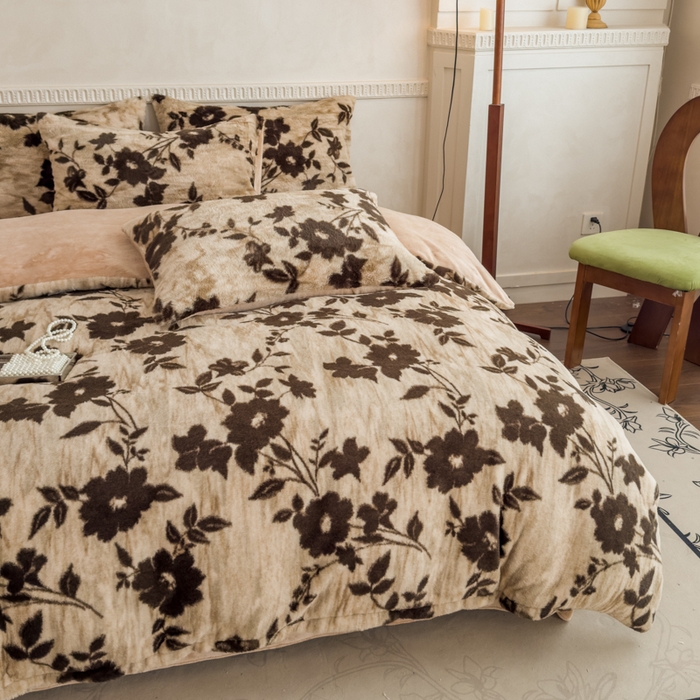 91家纺网 家纺一手货源 找家纺 橘子家 2025新款轻奢兔绒高克重四件套 古奈