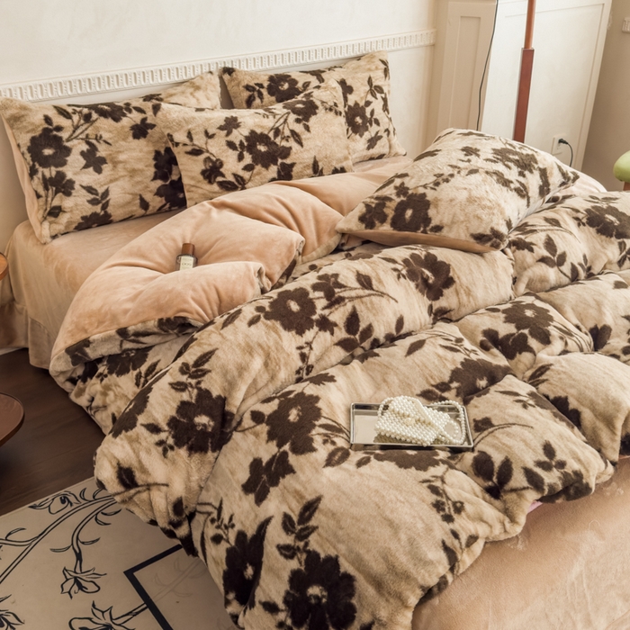 91家纺网 家纺一手货源 找家纺 橘子家 2025新款轻奢兔绒高克重四件套 古奈