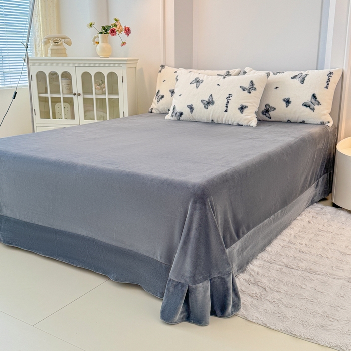 91家纺网 家纺一手货源 找家纺 橘子家 2025新款轻奢兔绒高克重四件套 蝴蝶