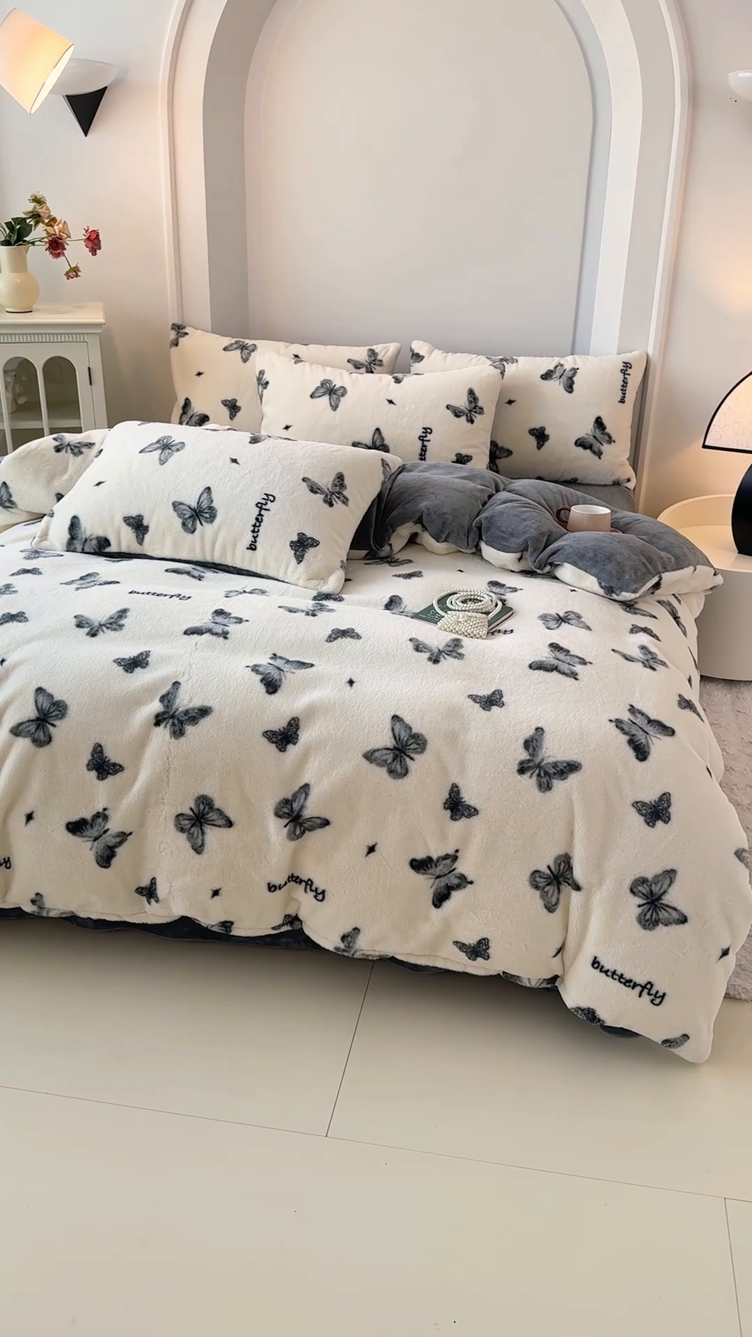 91家纺网 家纺一手货源 找家纺 橘子家 2025新款轻奢兔绒高克重四件套 蝴蝶