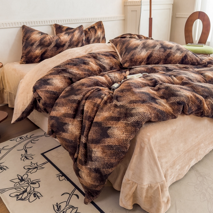 91家纺网 家纺一手货源 找家纺 橘子家 2025新款轻奢兔绒高克重四件套 简爱