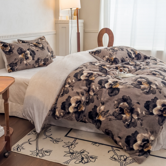 91家纺网 家纺一手货源 找家纺 橘子家 2025新款轻奢兔绒高克重四件套 索菲庄园