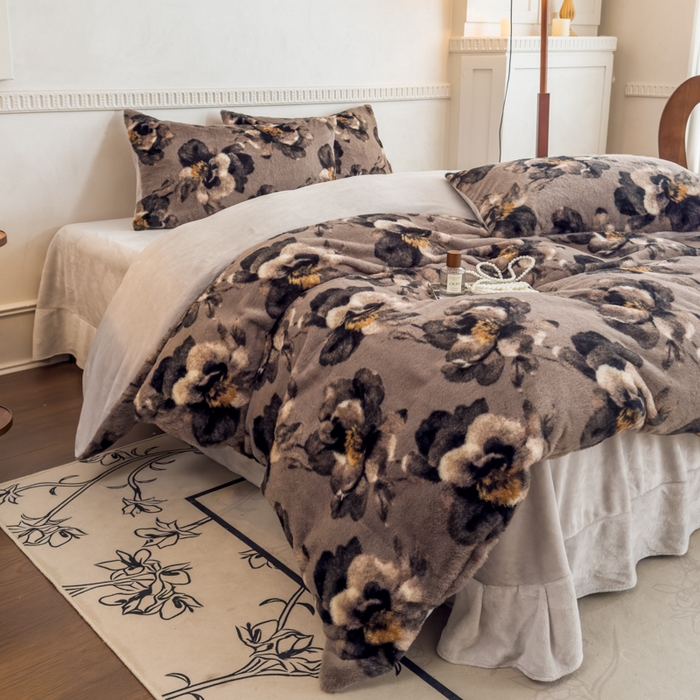 91家纺网 家纺一手货源 找家纺 橘子家 2025新款轻奢兔绒高克重四件套 索菲庄园