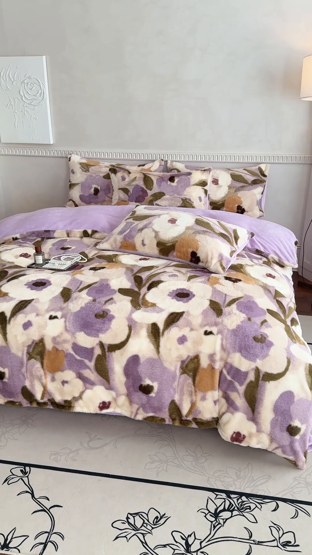 91家纺网 家纺一手货源 找家纺 橘子家 2025新款轻奢兔绒高克重四件套 向阳花开-紫