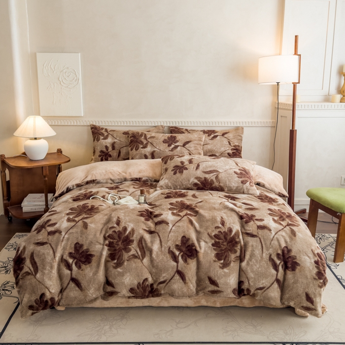 橘子家 2025新款轻奢兔绒高克重四件套 燕尾花