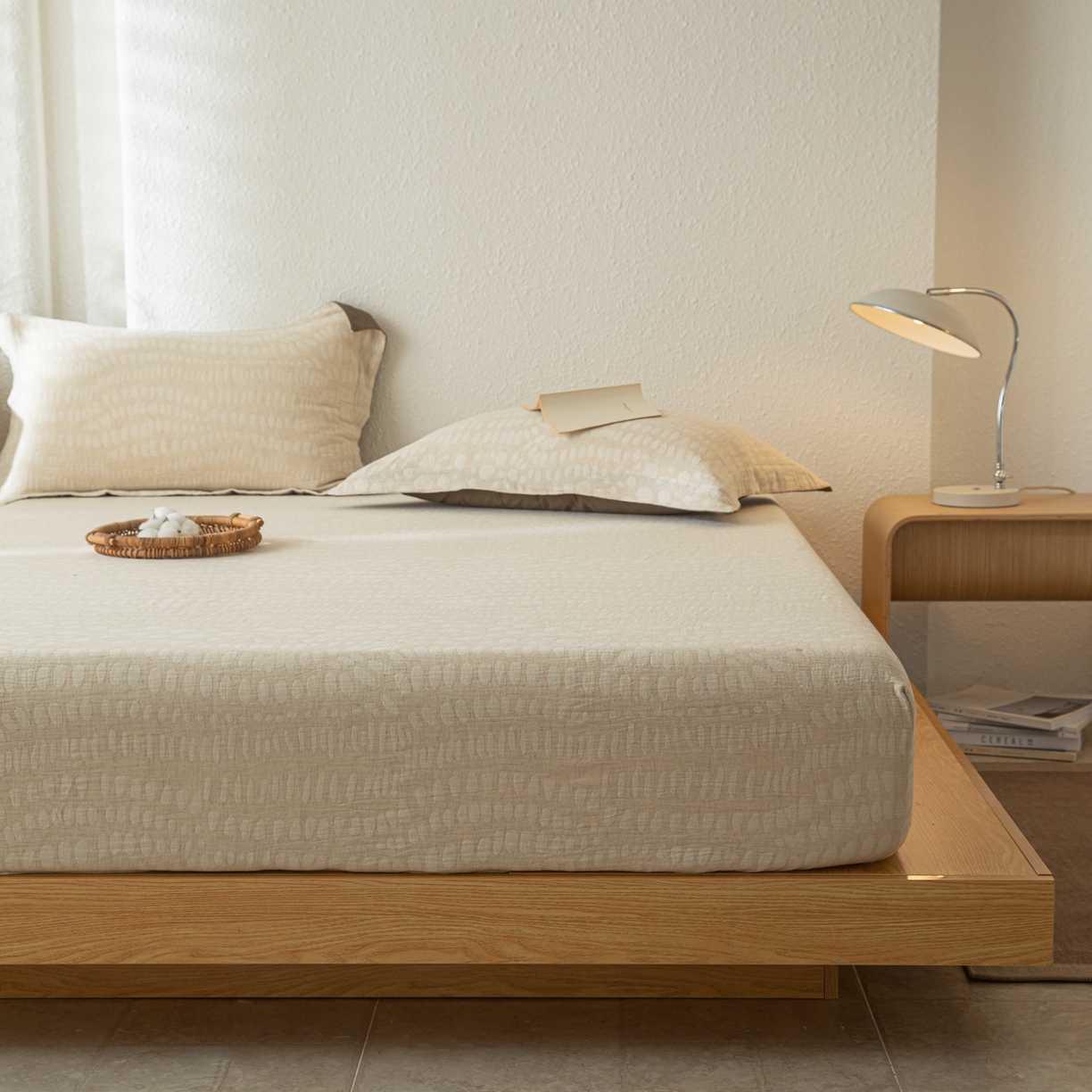 91家纺网 家纺一手货源 找家纺 （总）眠博士 2025新款A类棉麻双层纱提花床笠