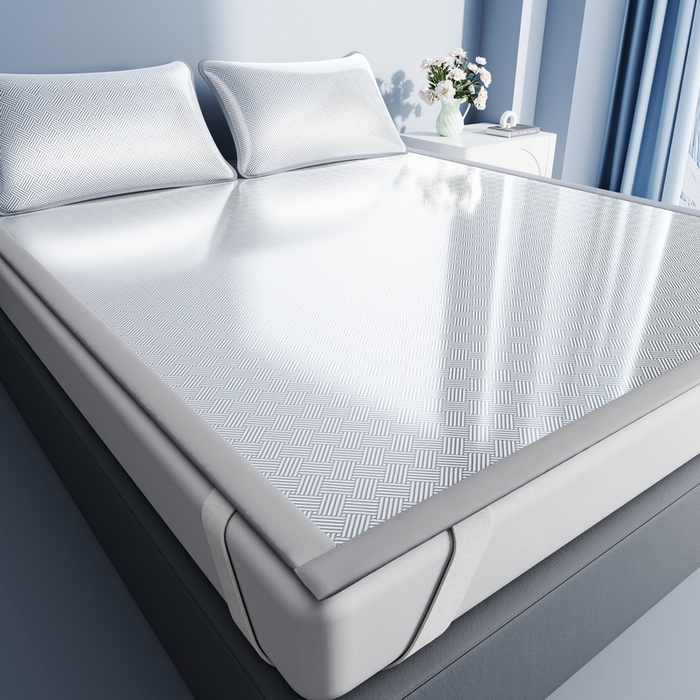 小叮当家纺仓储工厂店 2025新款元森系列-冰丝席 成人款【床席款】 元森-方格纹（灰）