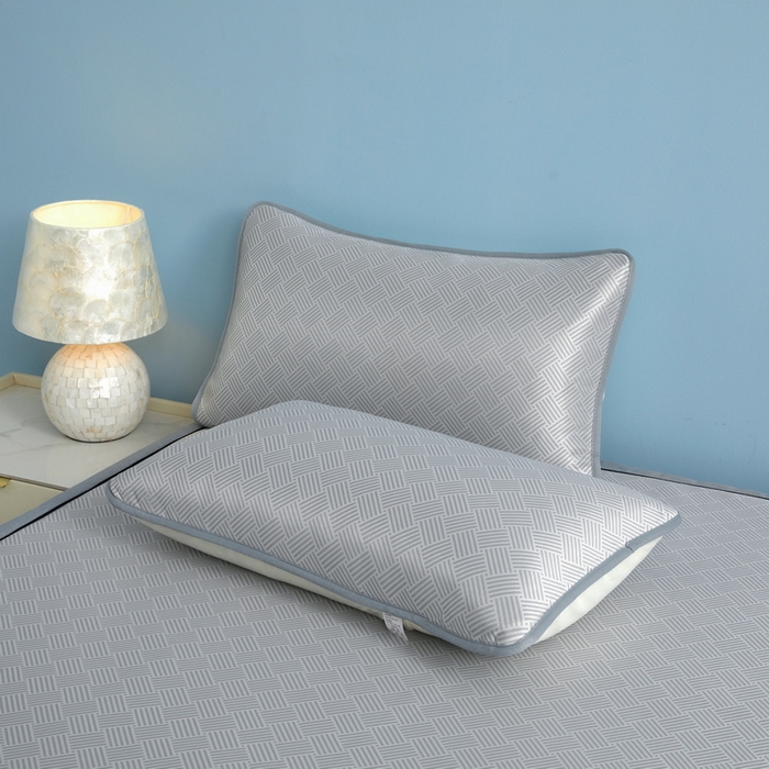 91家纺网 家纺一手货源 找家纺 小叮当家纺仓储工厂店 2025新款元森系列-冰丝席 成人款【床席款】 元森-方格纹（灰）