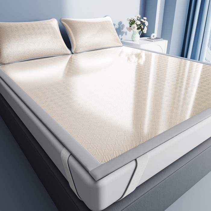 小叮当家纺仓储工厂店 2025新款元森系列-冰丝席 成人款【床席款】 元森-方格纹（咖）