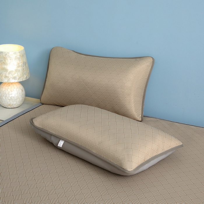 91家纺网 家纺一手货源 找家纺 小叮当家纺仓储工厂店 2025新款元森系列-冰丝席 成人款【床席款】 元森-方格纹（咖）