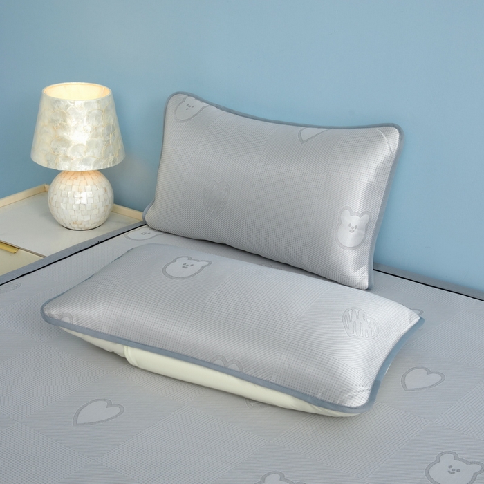 91家纺网 家纺一手货源 找家纺 小叮当家纺仓储工厂店 2025新款元森系列-冰丝席 成人款【床席款】 元森-小熊爱心（灰）