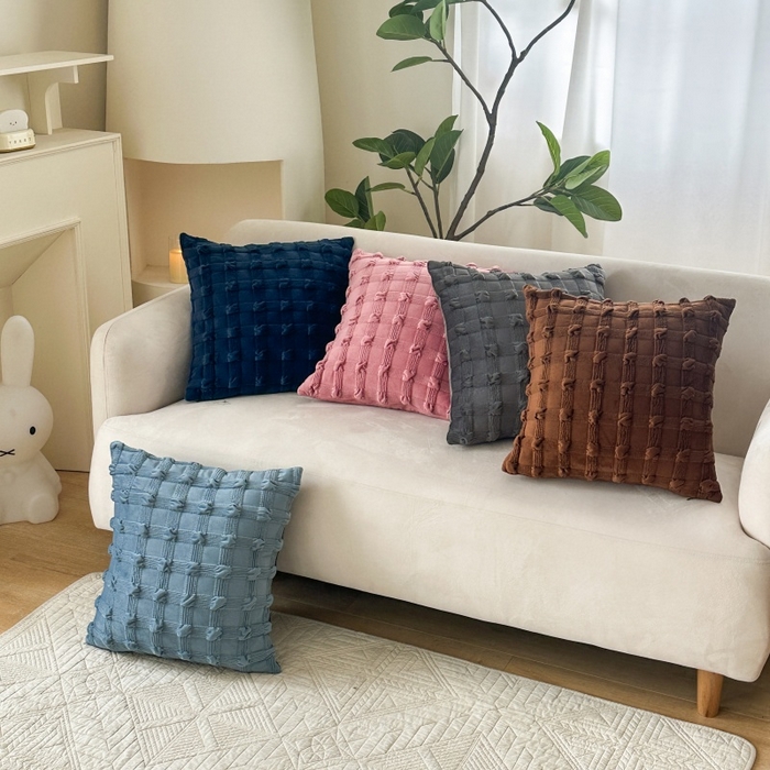 91家纺网 家纺一手货源 找家纺 新奇异 2025新款泡泡格抱枕 泡泡格-橙色