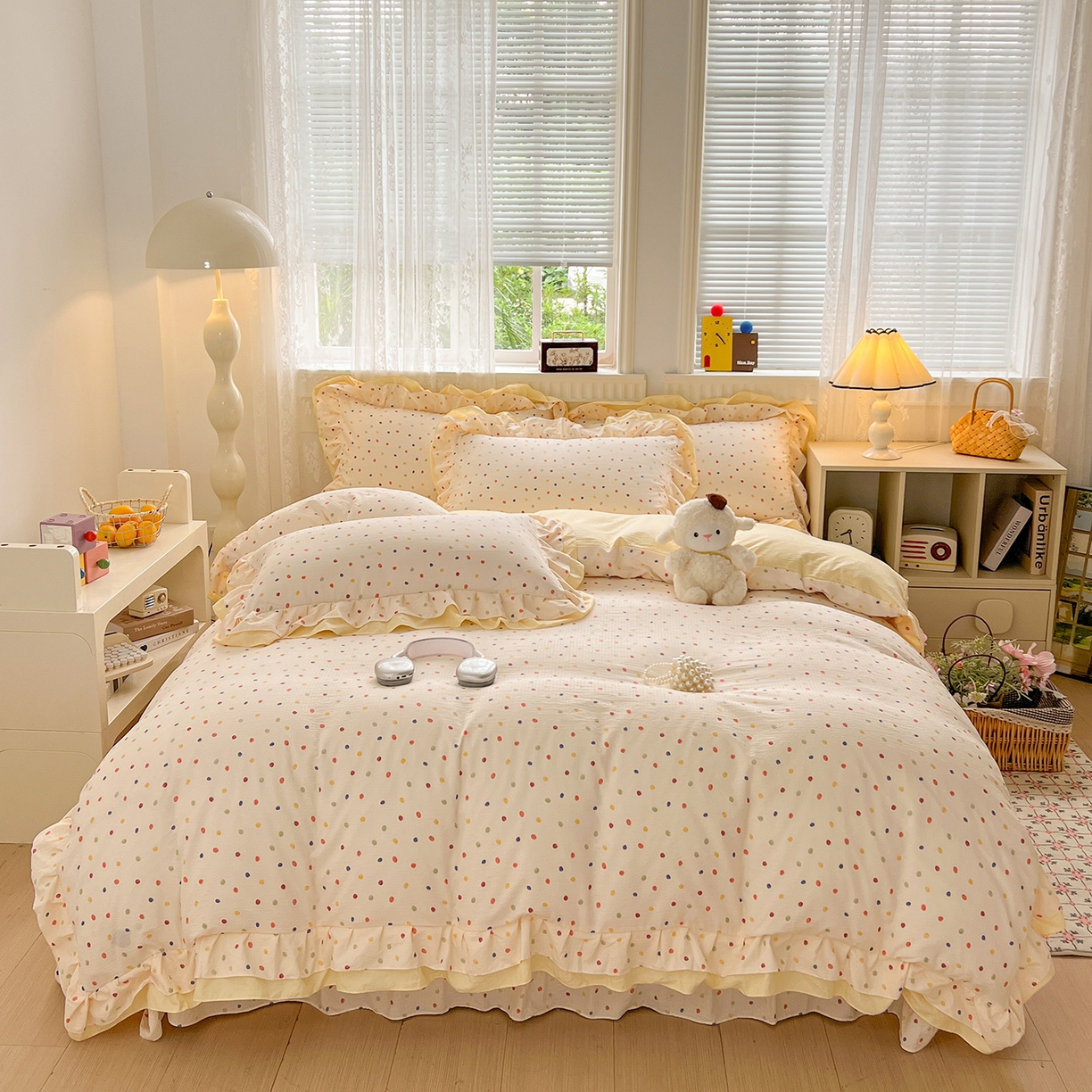 91家纺网 家纺一手货源 找家纺 （总）富米莱（原臻工厂） 2025新款双层花边高克重亲肤棉云柔棉床盖床单四件套