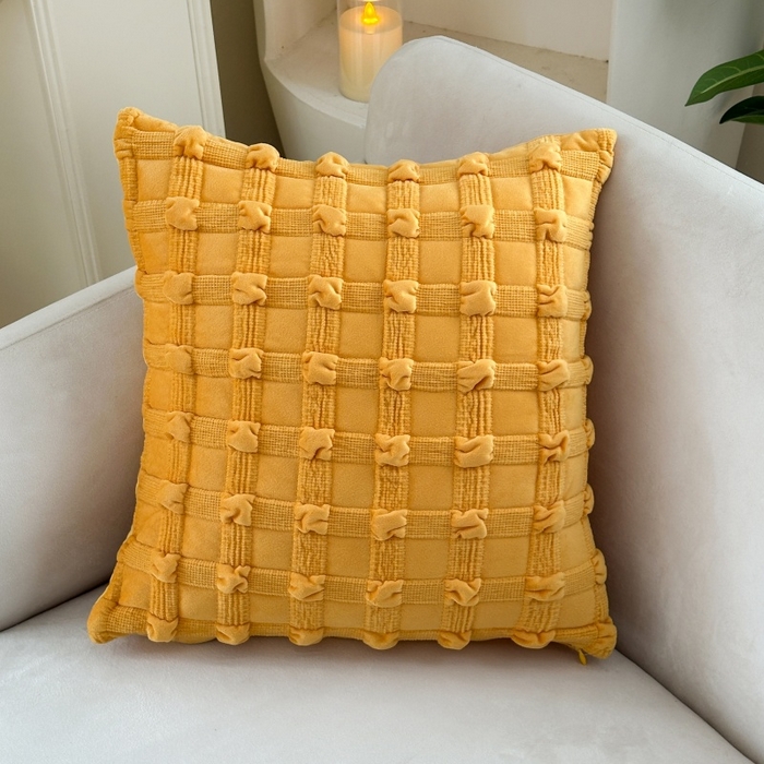 新奇异 2025新款泡泡格抱枕 泡泡格-金黄