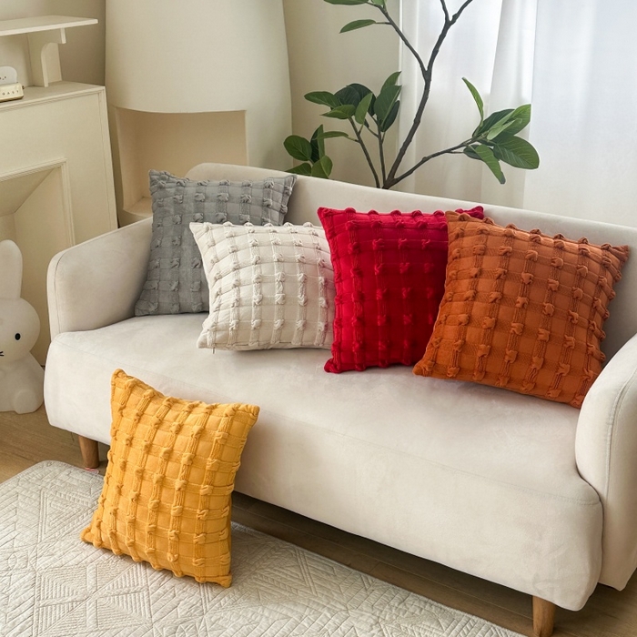 91家纺网 家纺一手货源 找家纺 新奇异 2025新款泡泡格抱枕 泡泡格-深蓝