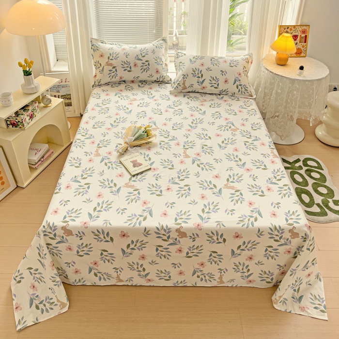 91家纺网 家纺一手货源 找家纺 金盛纺 2025新款13372全棉印花单品床单 轻纱漫舞