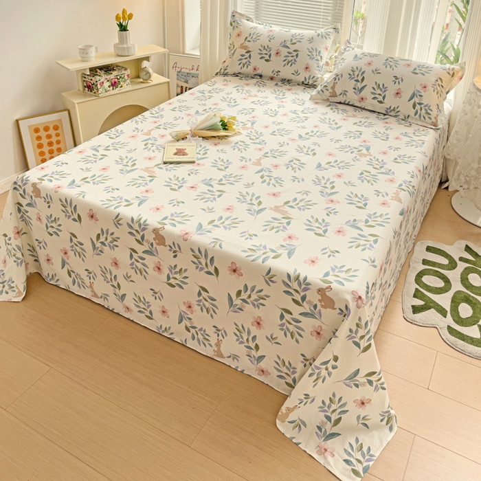 91家纺网 家纺一手货源 找家纺 金盛纺 2025新款13372全棉印花单品床单 轻纱漫舞