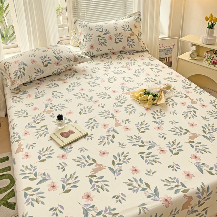 91家纺网 家纺一手货源 找家纺 金盛纺 2025新款13372全棉印花单品床单 轻纱漫舞