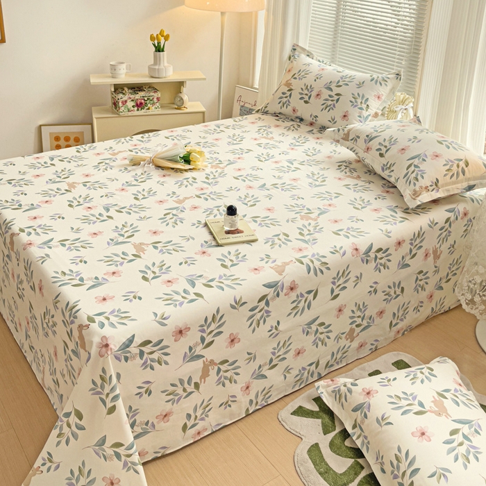 91家纺网 家纺一手货源 找家纺 金盛纺 2025新款13372全棉印花单品床单 轻纱漫舞