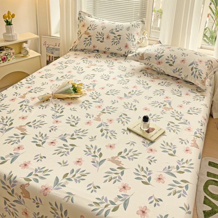 91家纺网 家纺一手货源 找家纺 金盛纺 2025新款13372全棉印花单品床单 轻纱漫舞