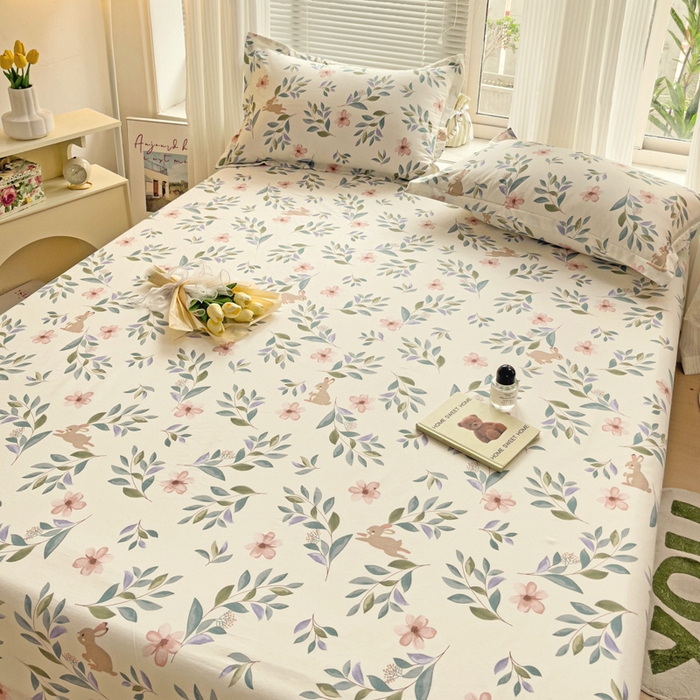 91家纺网 家纺一手货源 找家纺 金盛纺 2025新款13372全棉印花单品床单 轻纱漫舞