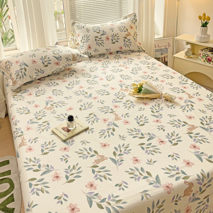 91家纺网 家纺一手货源 找家纺 金盛纺 2025新款13372全棉印花单品床单 轻纱漫舞