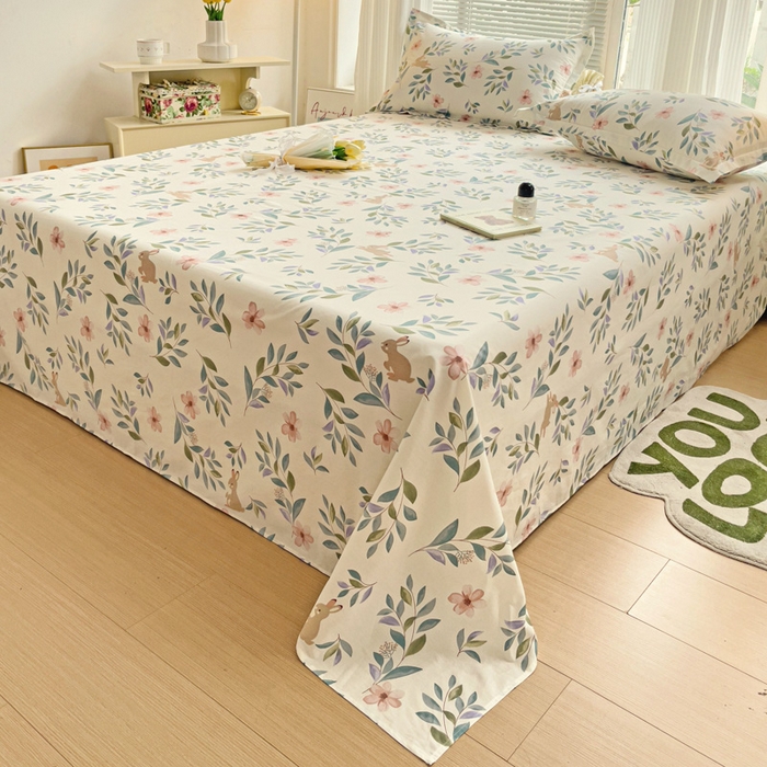 91家纺网 家纺一手货源 找家纺 金盛纺 2025新款13372全棉印花单品床单 轻纱漫舞