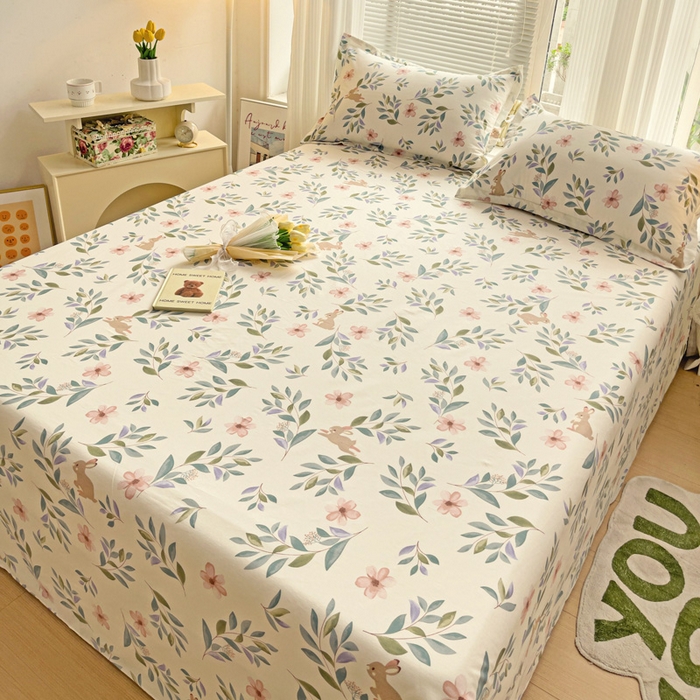 91家纺网 家纺一手货源 找家纺 金盛纺 2025新款13372全棉印花单品床单 轻纱漫舞