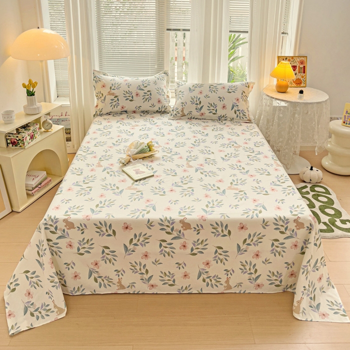 91家纺网 家纺一手货源 找家纺 金盛纺 2025新款13372全棉印花单品床单 轻纱漫舞