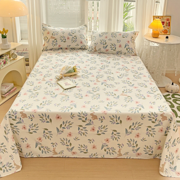 91家纺网 家纺一手货源 找家纺 金盛纺 2025新款13372全棉印花单品床单 轻纱漫舞