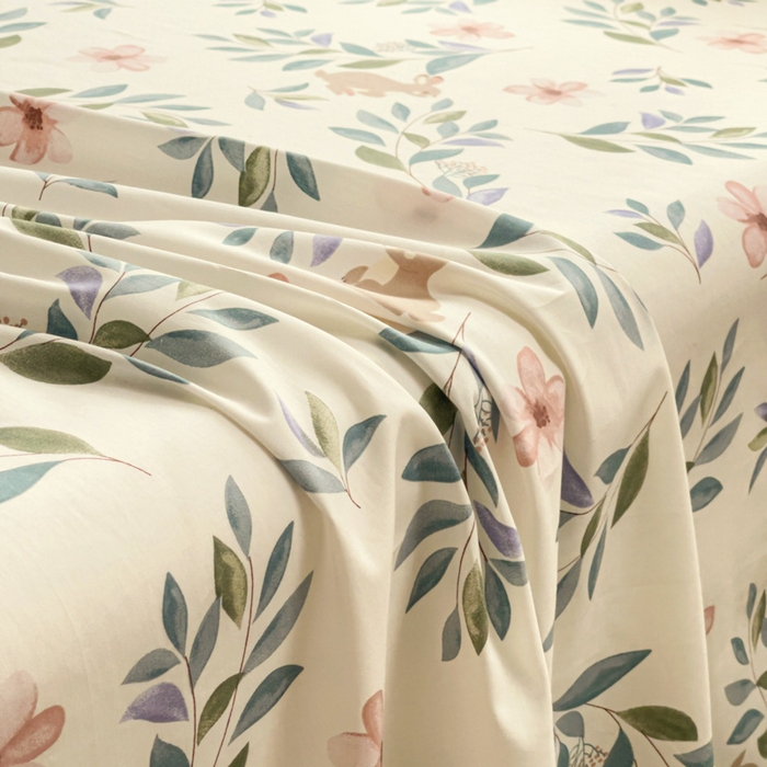 91家纺网 家纺一手货源 找家纺 金盛纺 2025新款13372全棉印花单品床单 轻纱漫舞