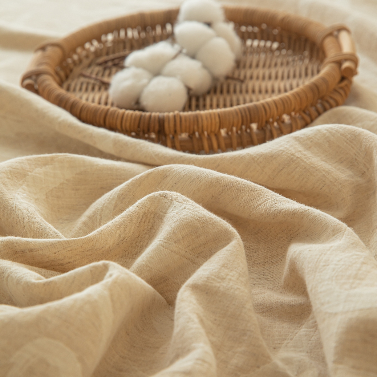 91家纺网 家纺一手货源 找家纺 眠博士 2025新款A类棉麻双层纱提花床笠 棉麻双层纱床笠-灵韵